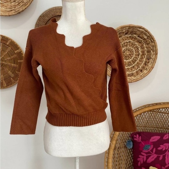 Fashion Nova Warm Brown Off-Shoulder Sweater - Picture 2 of 4